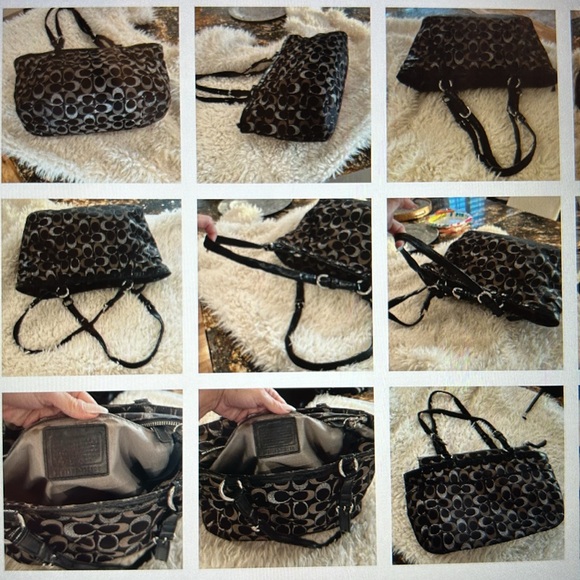 Coach SASSY Gallery Signature 3 Color Lurex Black Metallic Tote Bag - Picture 13 of 16